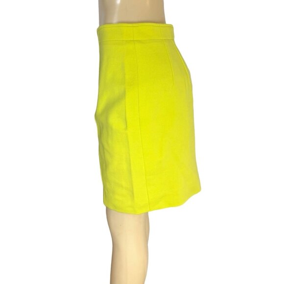Dana Buchman Y2K Vibrant Neon Yellow‎ Straight Short Skirt Stretch Lined 12 - Picture 4 of 14